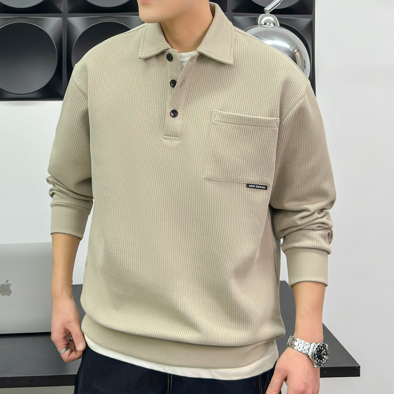 重磅380g美式polo衫卫衣男士春秋季纯棉宽松休闲百搭翻领套头上衣