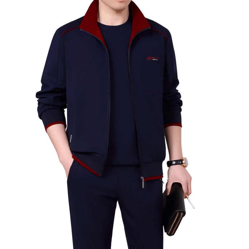 新款休闲运动服套装男春秋三件套