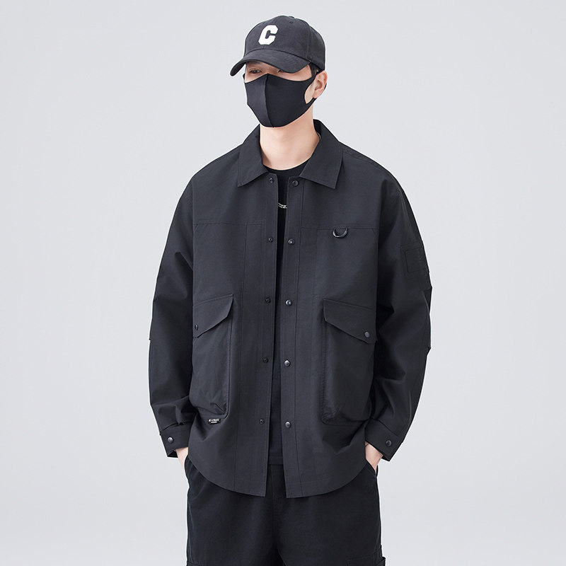 男士外套春秋2025工装夹克高级感单排扣痞帅休闲男装翻领上衣春装