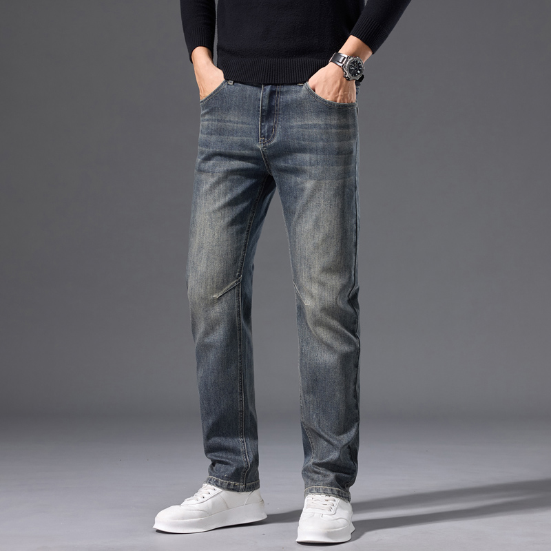 春秋裤子男修身小直筒潮牌男裤2025新款夏天休闲弹力男士牛仔长裤