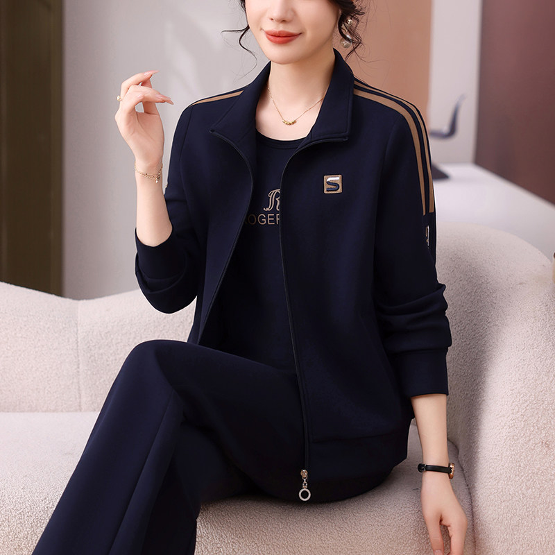 阔太太高贵妈妈春装2025新款洋气时尚大码减龄百搭套装运动服女