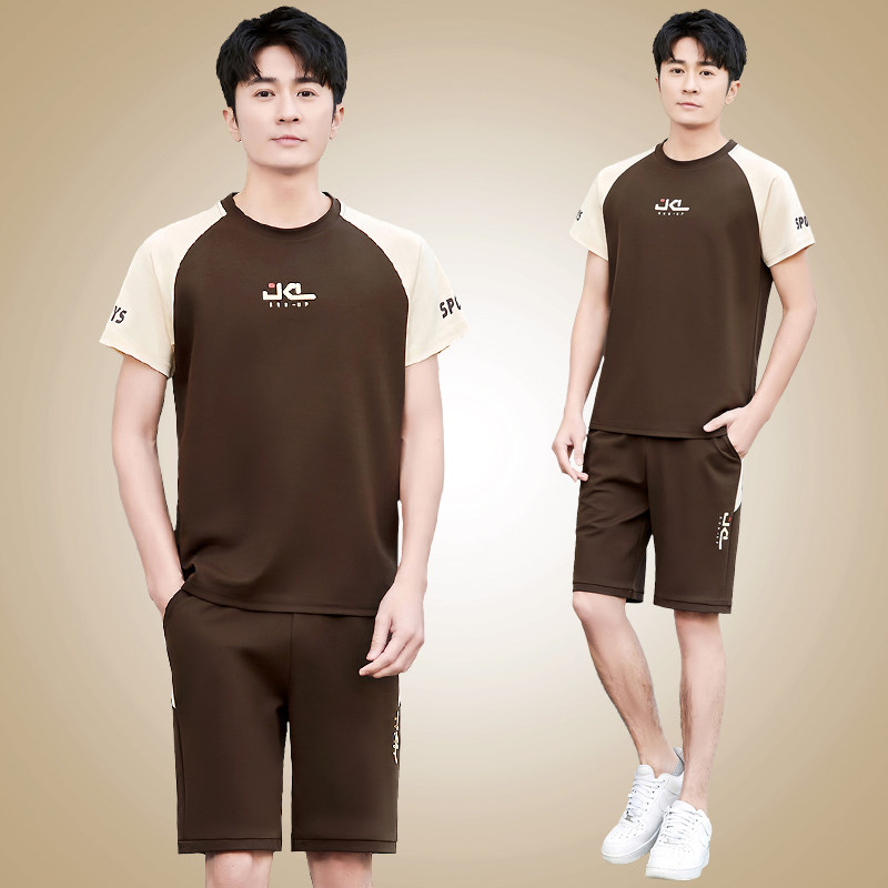 薄款短袖短裤休闲夏装运动套装男2025新款夏季一套男士跑步运动服
