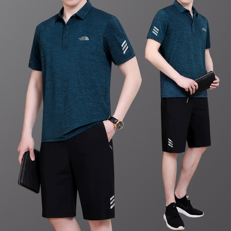 爸夏装冰丝运动套男2024新