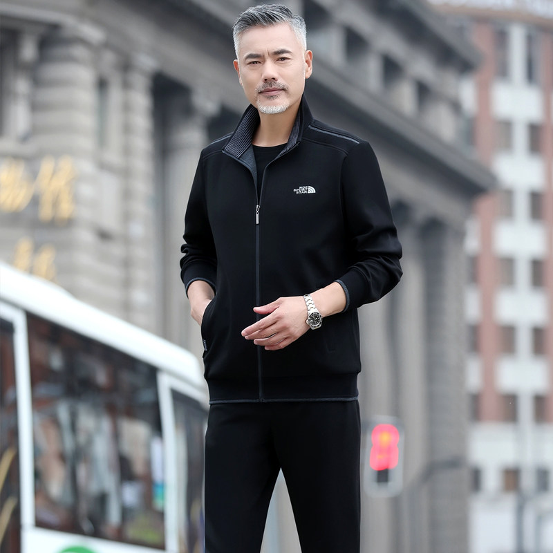 中年男士卫衣休闲服运动套装春秋季2023年新款中老年男装爸爸春装