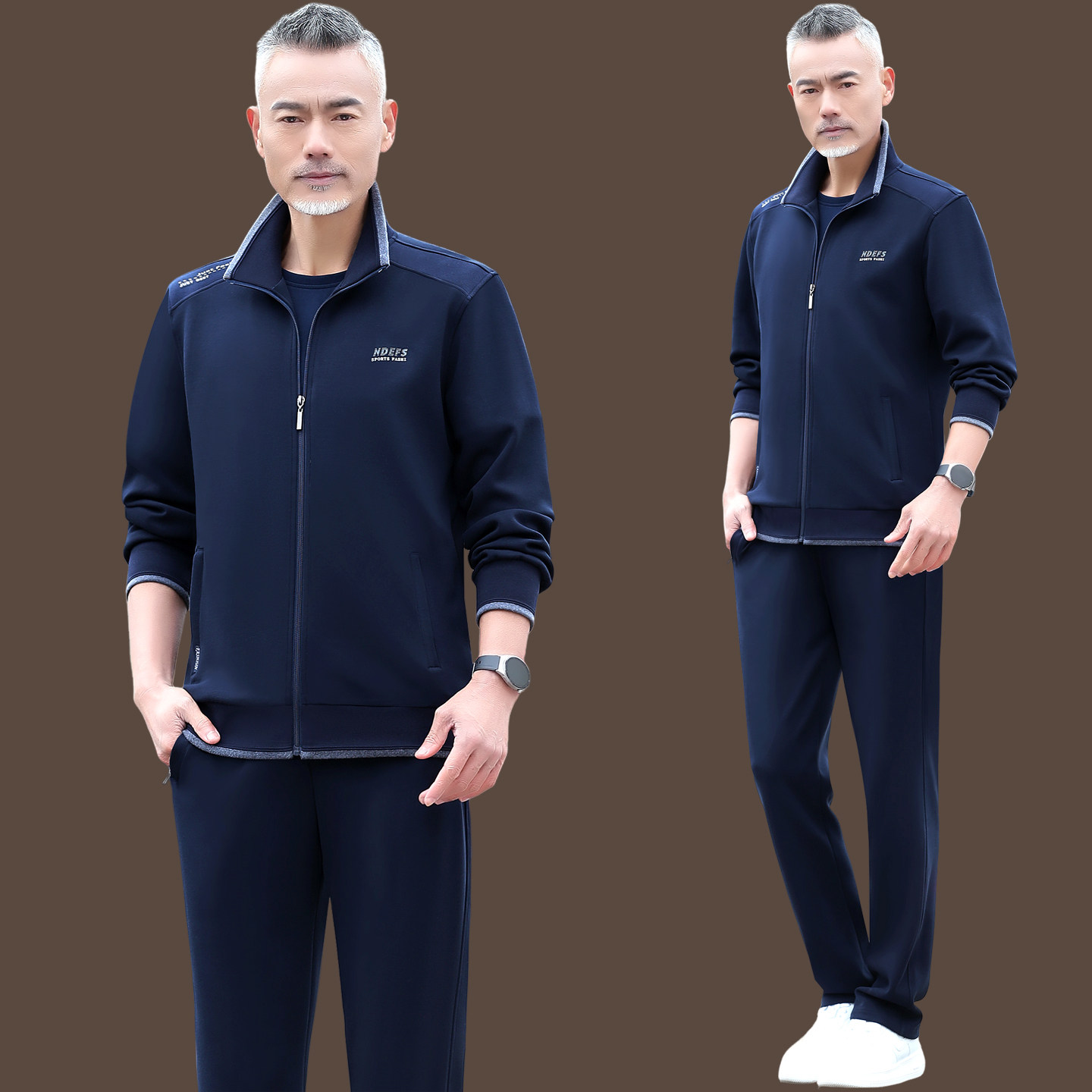 运动套装男春季中老年人爸爸春秋衣服跑步运动服男士爷爷休闲秋装