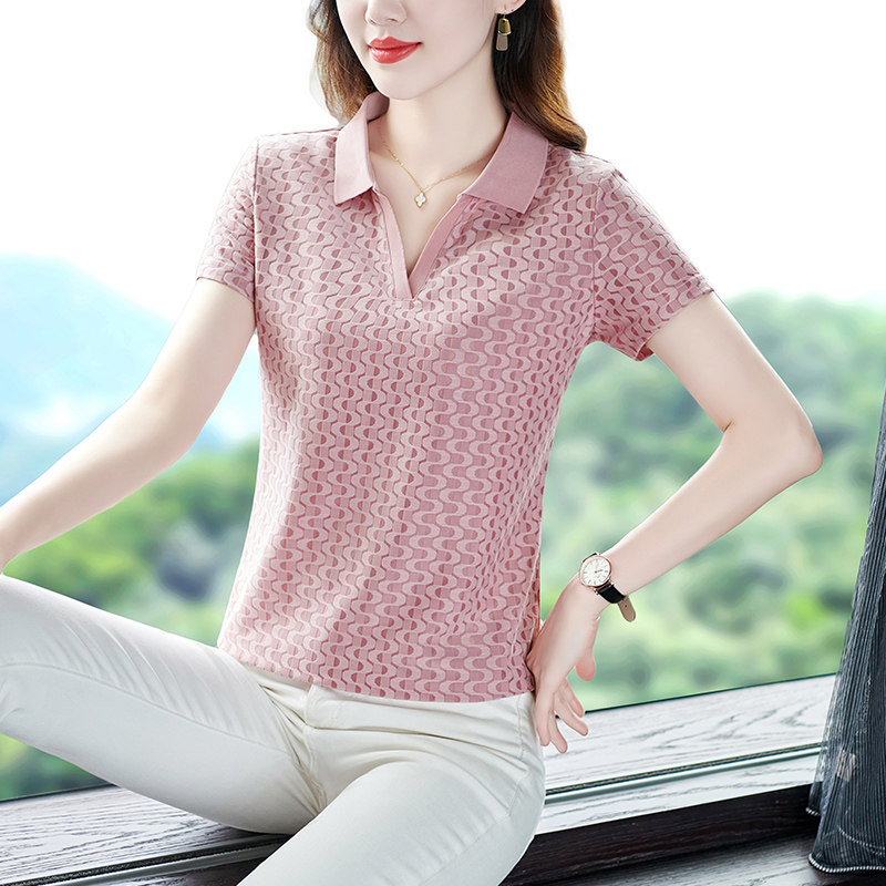 翻领短袖t恤女棉质时尚洋气2026新款中年妈妈夏装上衣女士polo衫