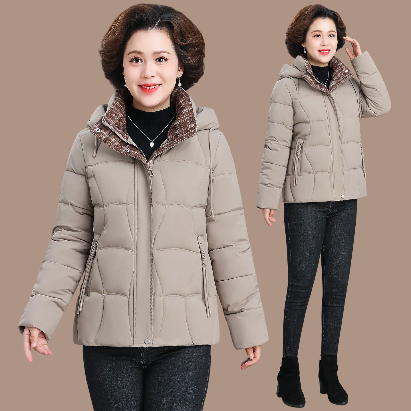 中年妈妈五十多岁洋气羽绒棉服2025新款贵夫人女装秋冬款棉袄外套