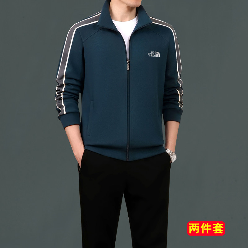 中老年运动套装男士卫衣爸春