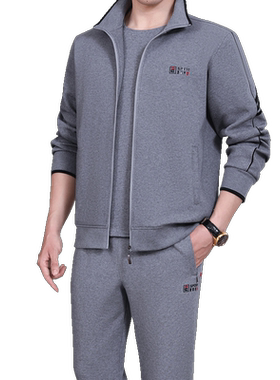 新款休闲运动服套装男春秋三件套