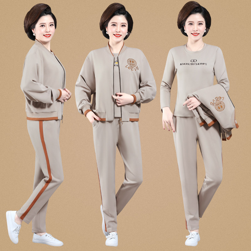 妈妈秋装外套2025新款洋气中年女装中老年休闲运动套装春秋夏大码