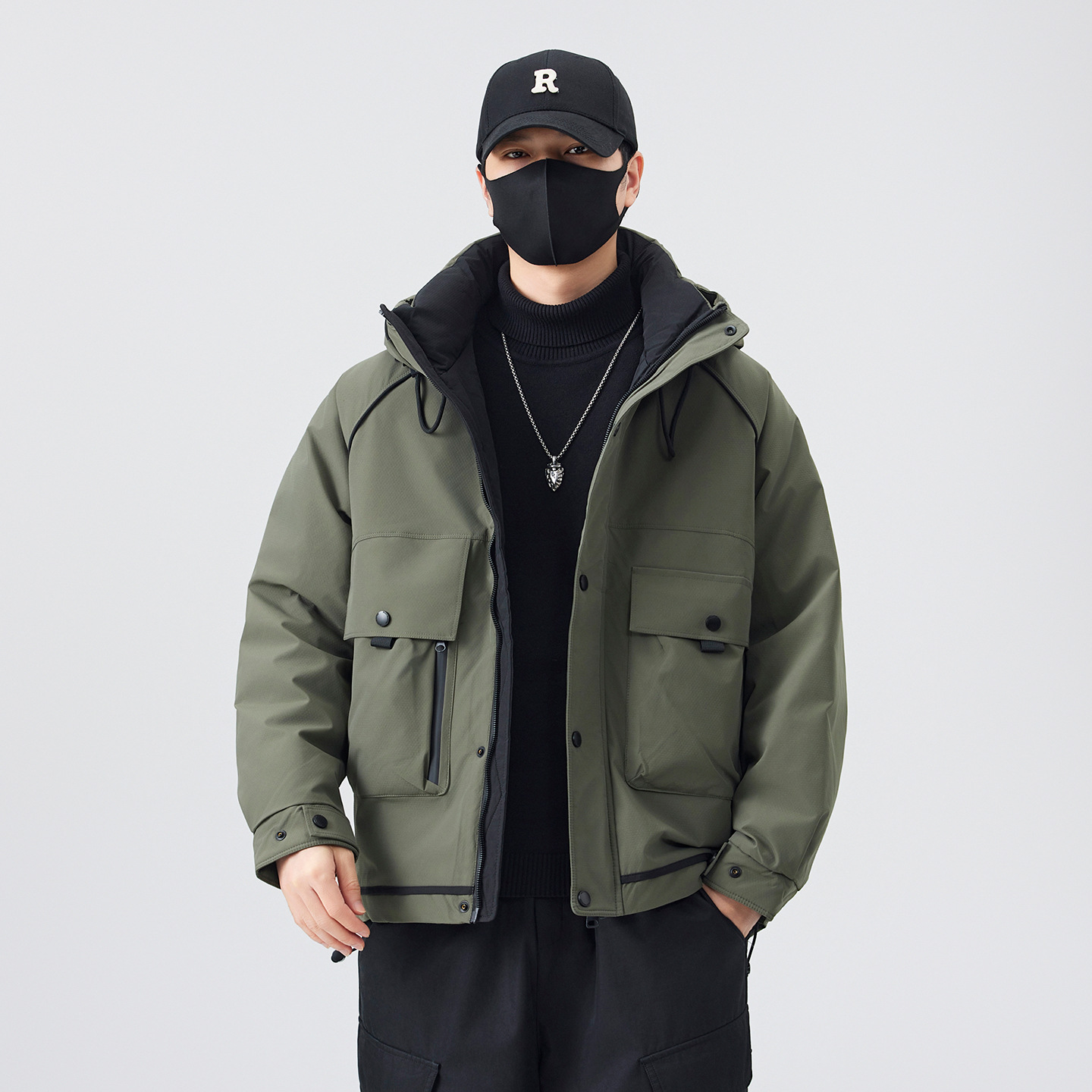 防寒羽绒服男装加厚冬季2025新款潮牌高端美式工装轻薄冲锋外套