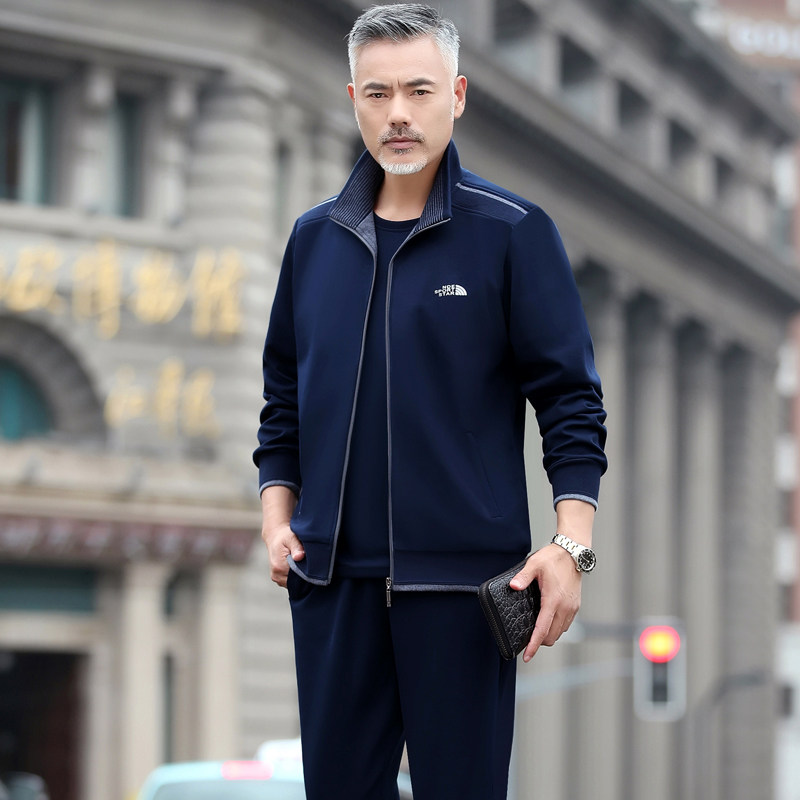 2023新款春装中老年人卫衣外套男士运动装春秋季爸爸休闲套装春季