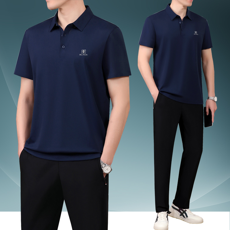 中老年运动套装男夏季时尚速干短袖父亲节衣服50岁60中年爸爸夏装