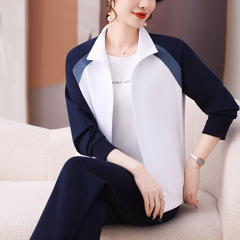 妈妈外套春秋跑步休闲运动服套装女2025新款中老年春装上衣两件套