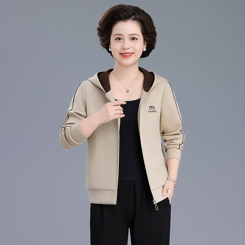 妈装连帽外套春秋新款休闲