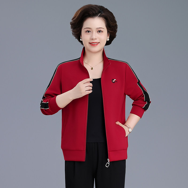 休闲外套女妈短款秋季大码