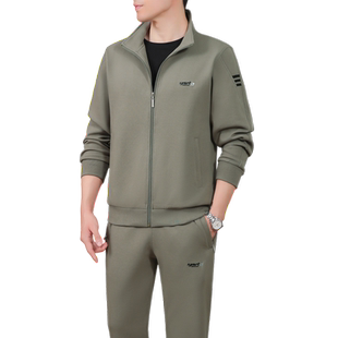 高端中老年男装运动套装男士春秋季2025新款爸爸休闲服套装三件套