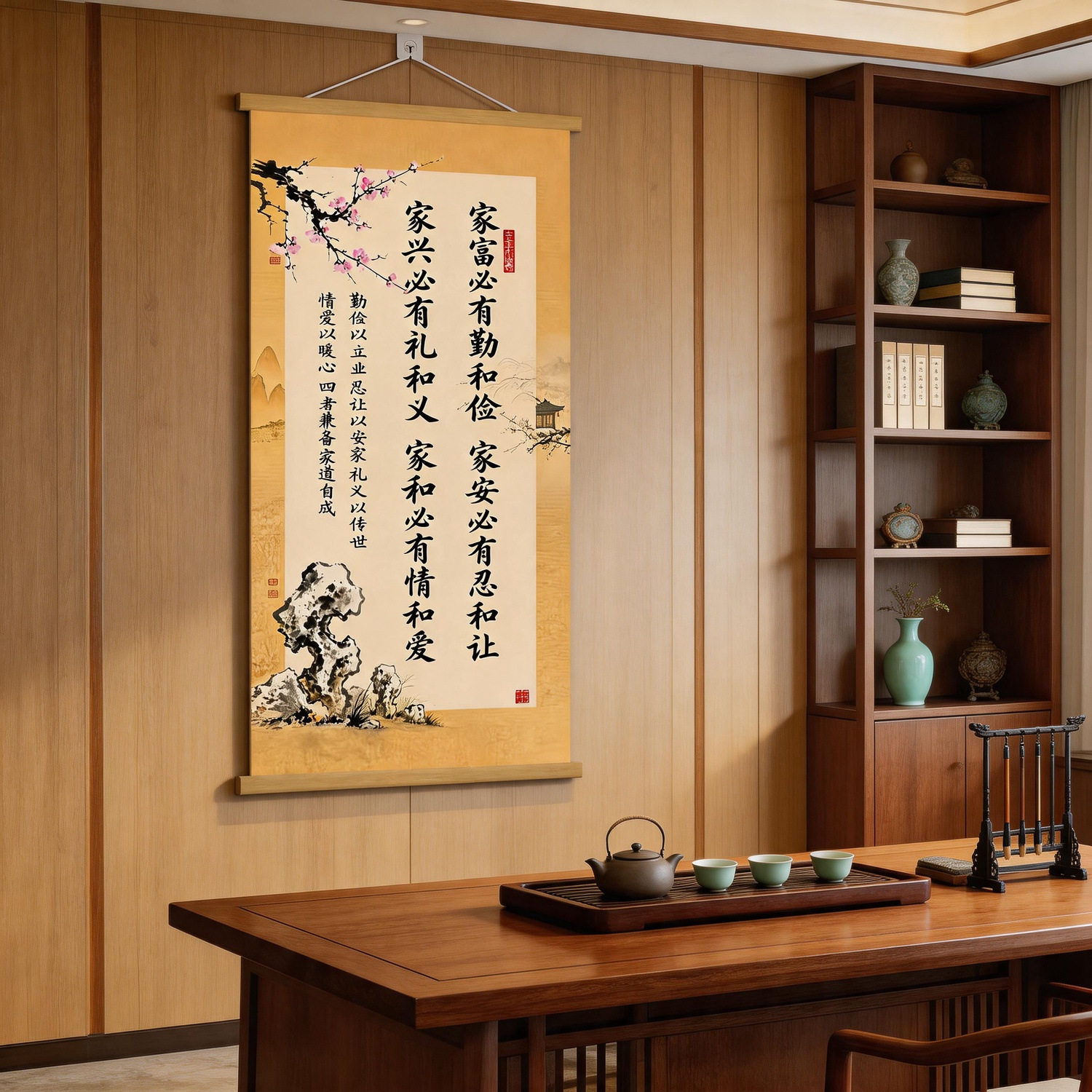 富家必有勤和捡家训字画新中式客厅卧室玄关书房办公室装饰字画