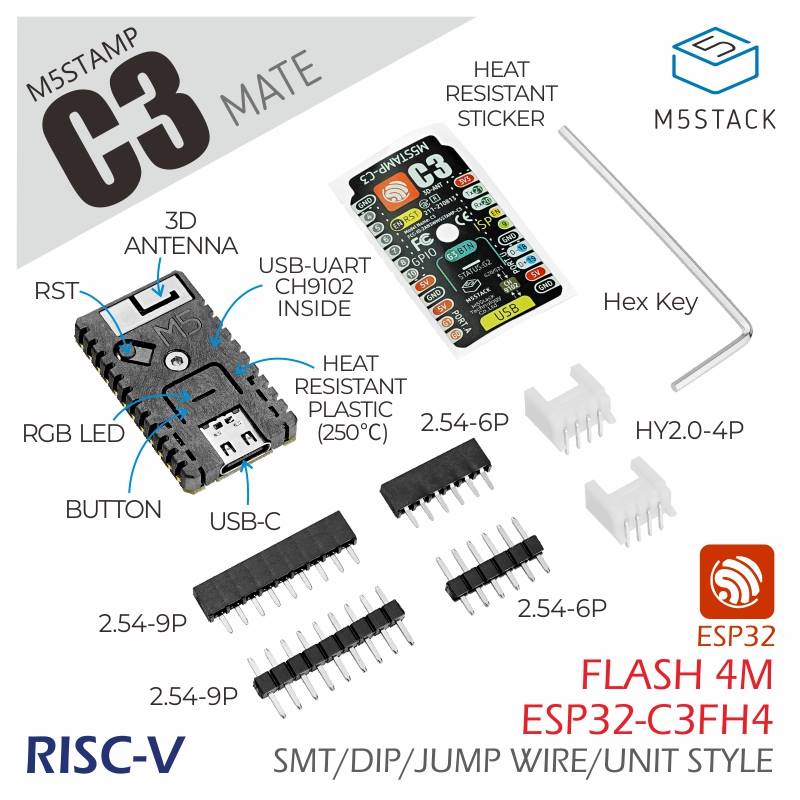 M5Stack官方Stamp ESP32 C3开发板 WiFi蓝牙 物联网IoT开发核心板 电子元器件市场 开发板/学习板/评估板/工控板 原图主图