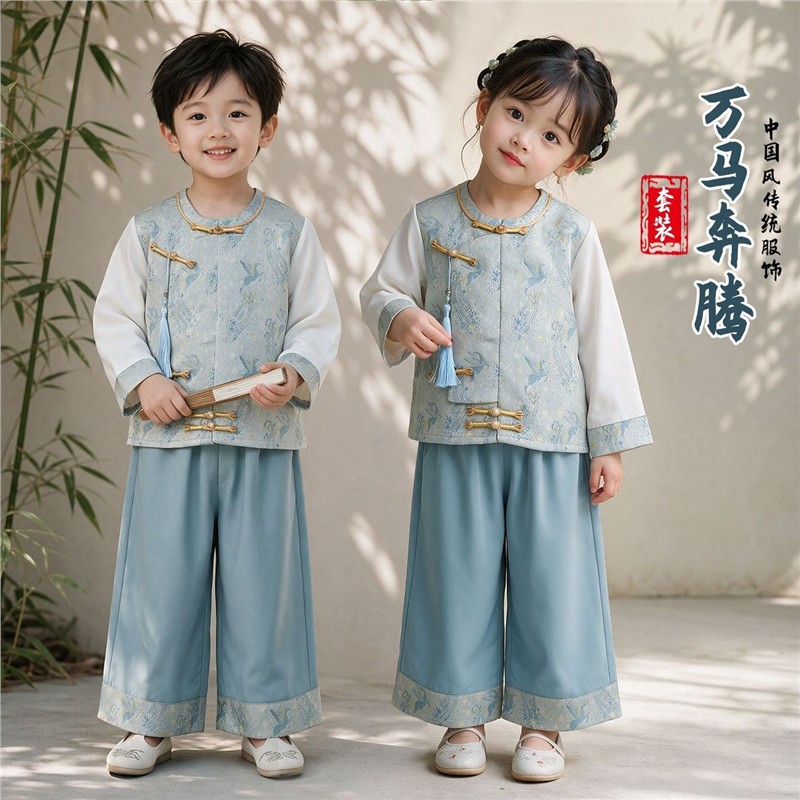 男童汉服套装春秋季中国风超仙日常女童唐装古装高端新中式演出服