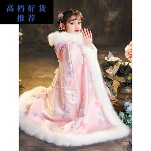 古风冬款儿童汉服斗篷 儿童汉服古装女童斗篷国风新年衣服原创