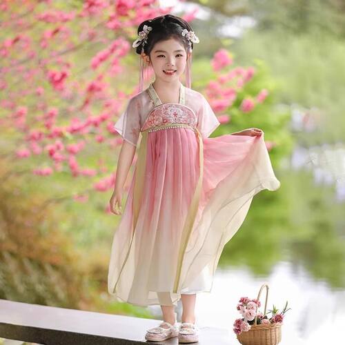 女童汉服连衣裙2025新款儿童古风超仙国风襦裙女孩飘逸表演服夏款