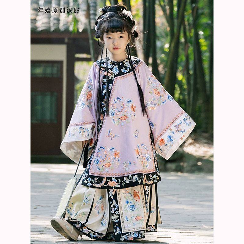女童清汉女格格服晚清春夏高档汉服印花元素民族服饰原创儿童重