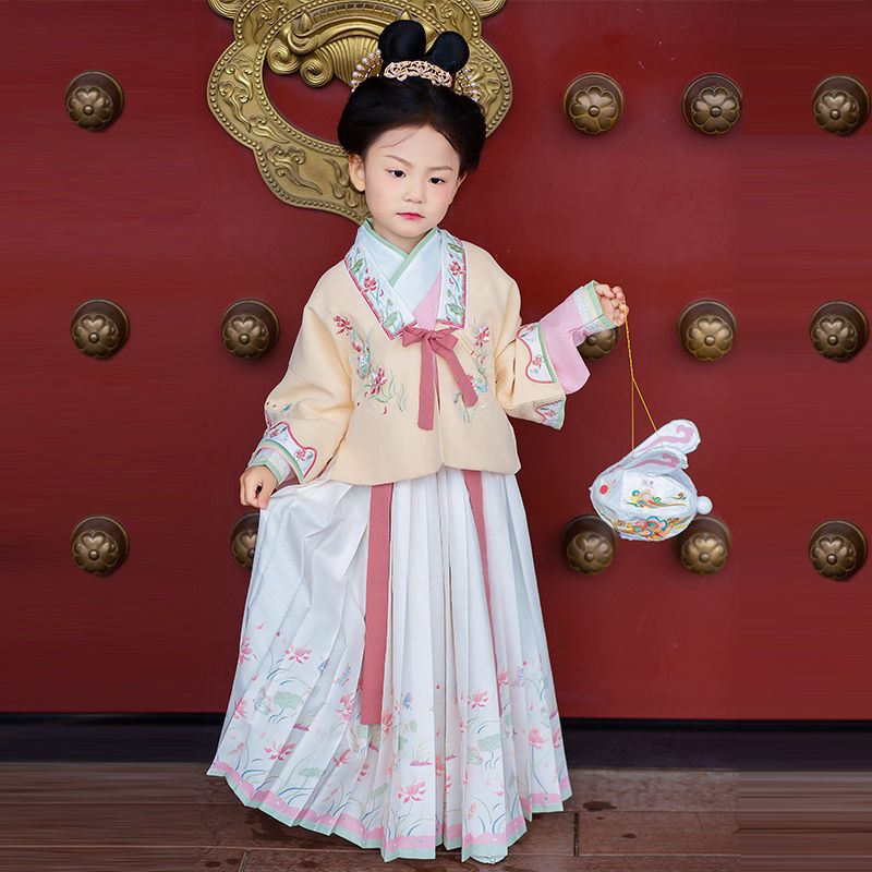 汉服女童春秋款儿童古风超仙古装花神唐装小女孩国学服明制三件套