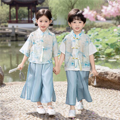 六一儿童汉服男童夏季演出服幼儿园古典舞蹈表演女宝中式国风唐装