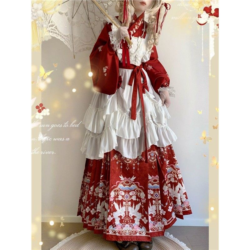 汉洋折衷渡九洲原创汉服明制琵琶袖加绒拜年服洛丽塔罩裙套装冬款,模玩/动漫/周边/娃圈三坑/桌游,lolita洛丽塔连衣裙,淘宝优惠券,粉丝福利购,淘宝优惠卷