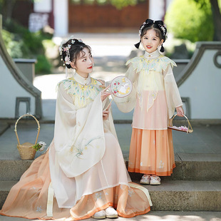 【蝶羽】新款原创明制儿童古装汉服亲子装母女改良中国风套装