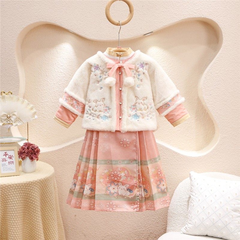 女童马面裙套装2025新款冬季玉兔子国风年服儿童装汉服加绒加厚,童装/婴儿装/亲子装,汉服,淘宝优惠券,粉丝福利购,淘宝优惠卷