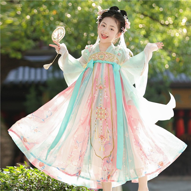 汉服女童2025新款国风超仙日常可穿古装公主连衣裙古风儿童中秋节
