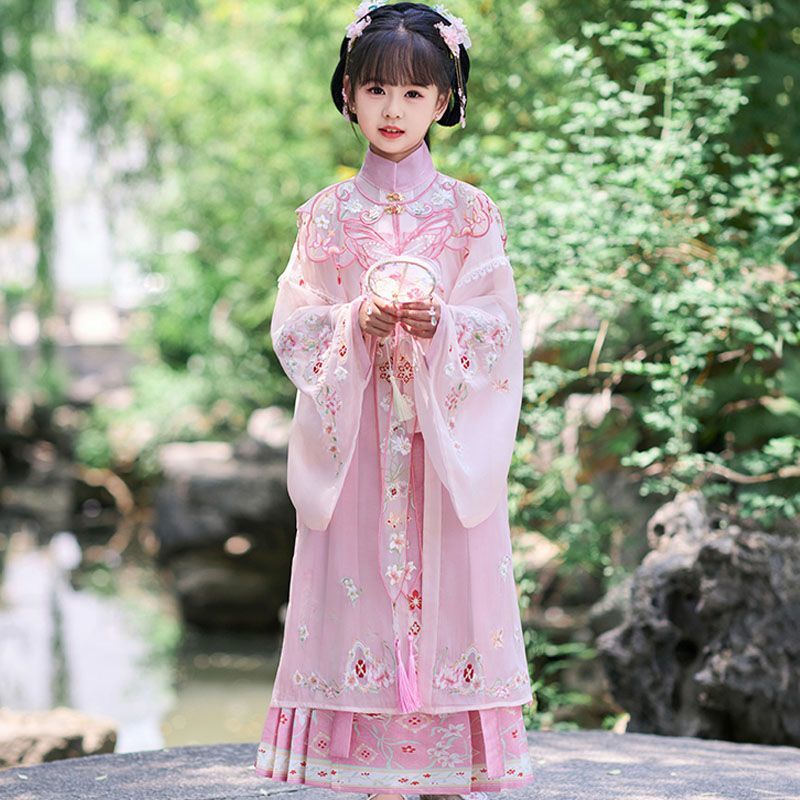 花未眠2025女童明制汉服春夏刺绣云肩新中式超仙公主长裙仙气套装