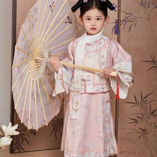 格格服女童汉服清宫清朝女孩儿童旗袍套装马甲高档古装宫廷演出服
