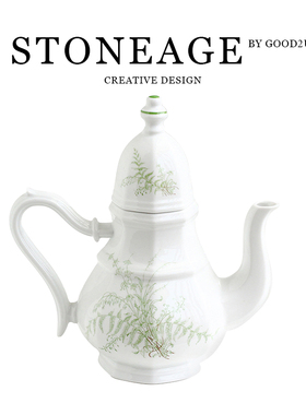 德国vintage中古铃兰六角茶壶夏蕨小清新咖啡壶