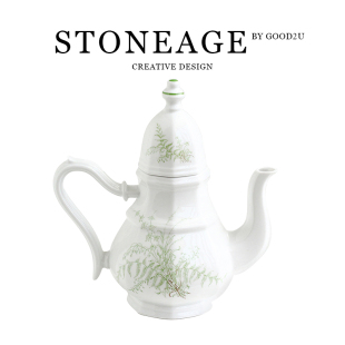 德国vintage中古铃兰六角茶壶夏蕨小清新咖啡壶