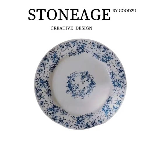 法式复古陶瓷餐具中古餐具西餐盘高级感花鸟图甜品盘水果早餐盘子