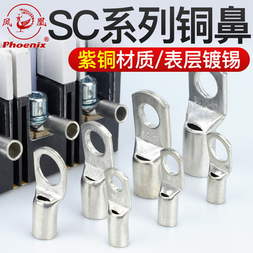 船用窥口铜鼻子SC4/6/10/16/25/35紫铜接线端子短线耳加厚件