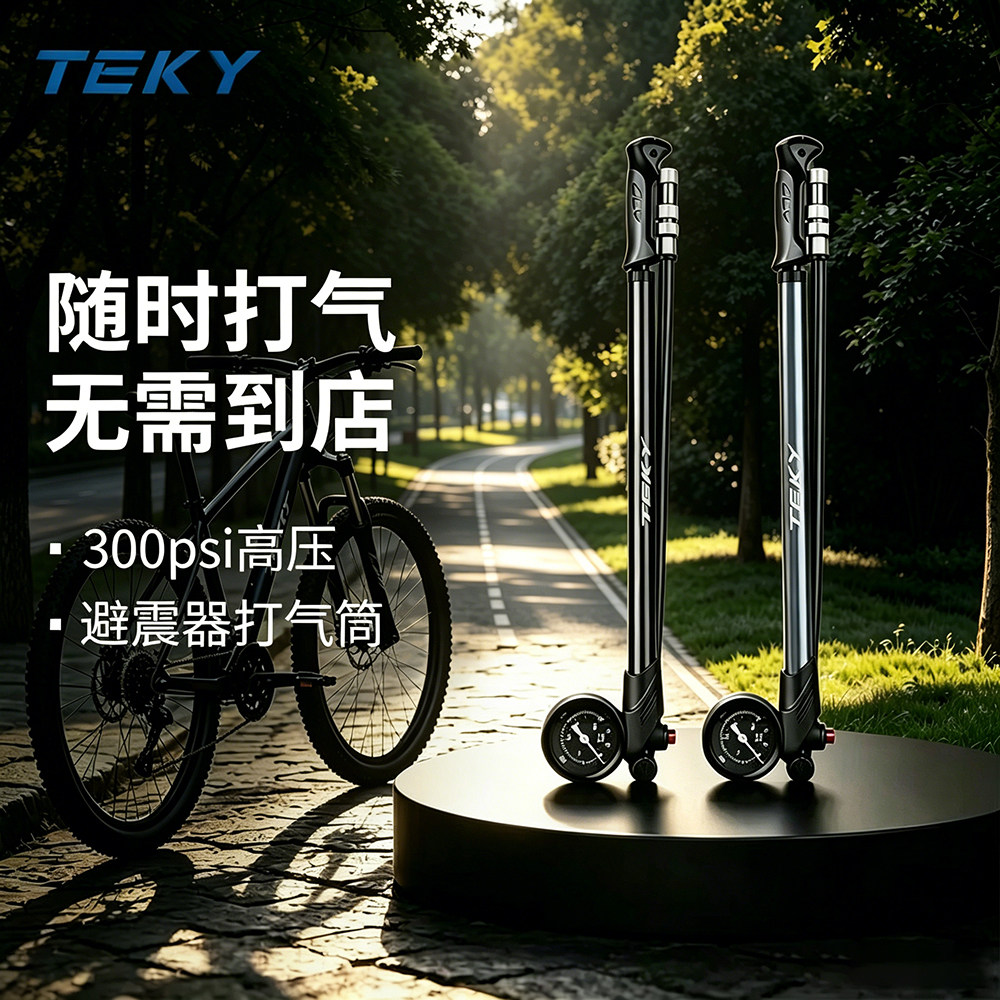 公路自行车前叉后胆避震器气筒专用迷你便携美法嘴轮胎高压打气筒图片