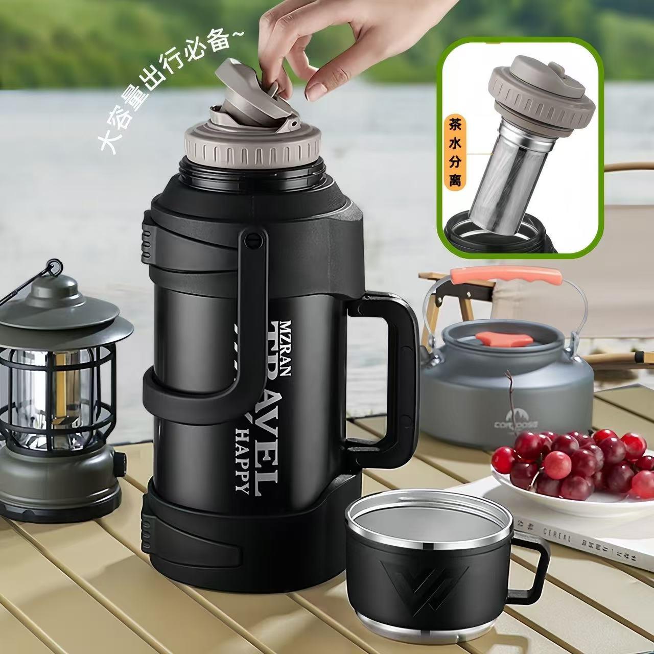 矮胖不锈钢大容量保温壶户外保温杯男女水壶热水瓶车载旅行壶5升