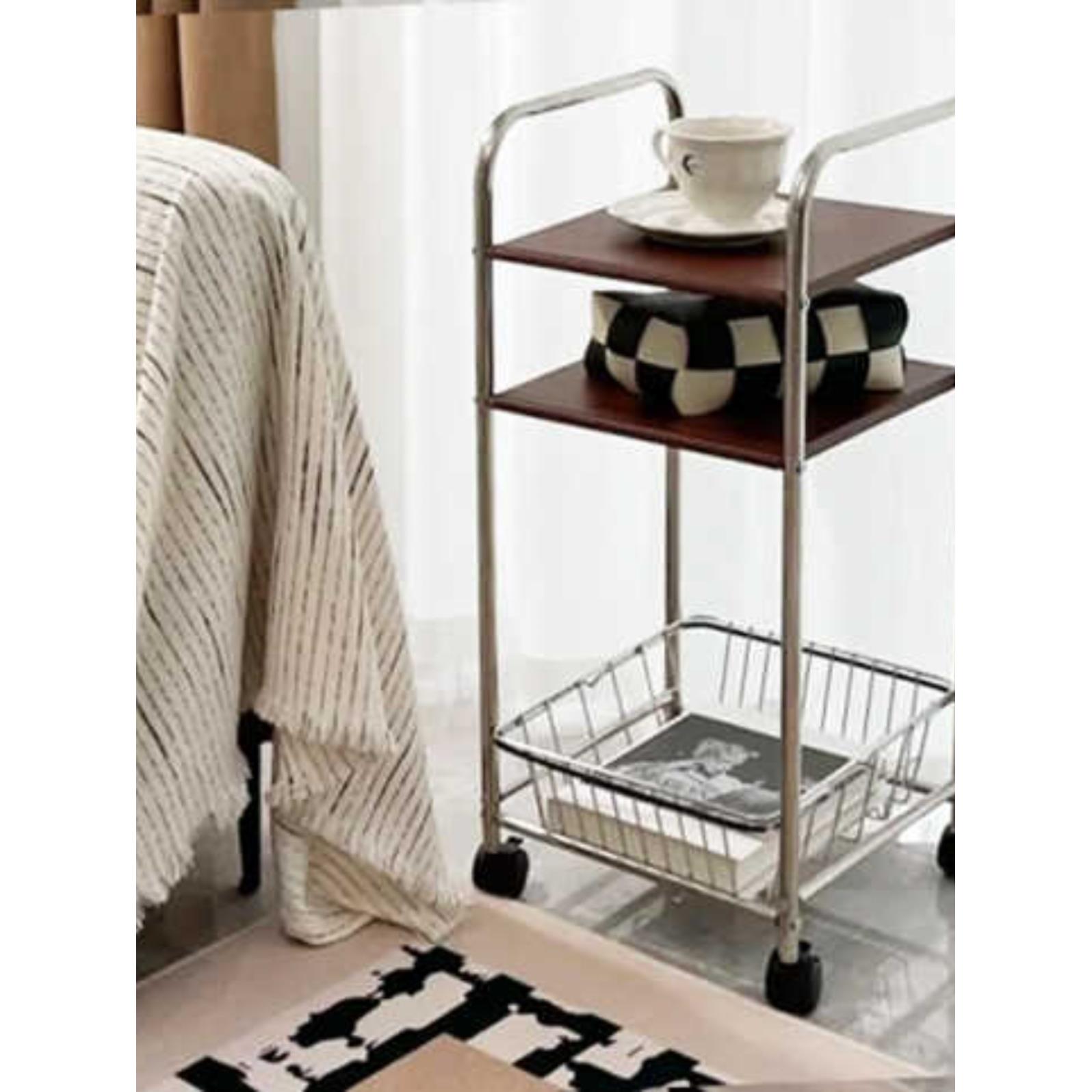网红不锈钢小茶几ins风边几客厅卧室床边柜简约置物架脸盆架推车