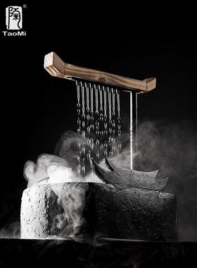 陶迷新中式流水摆件陶瓷循环抽水流水器喷泉招财风水客厅小加湿器