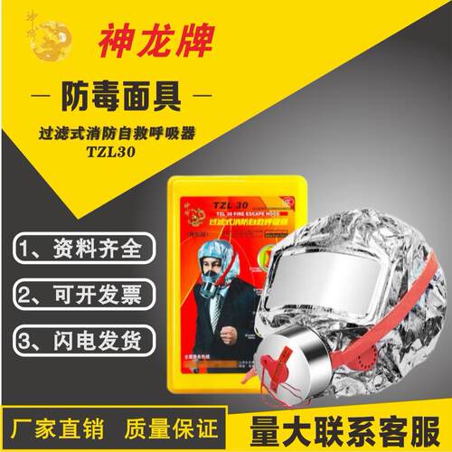 神龙牌TZL30防毒面具黄盒消防