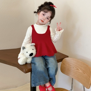 儿童洋气时髦长袖 春秋女宝宝休闲牛仔裤 上衣百搭 2025新款 女童套装