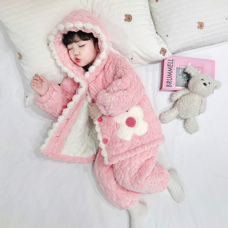 女童睡衣套装新款加绒加厚女宝宝保暖款中小童花朵三层夹棉家居服,童装/婴儿装/亲子装,家居服套装,淘宝优惠券,粉丝福利购,淘宝优惠卷