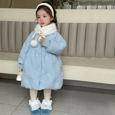 女童羽绒服2025新款冬季儿童加厚保暖外套女宝宝洋气冬装中长款款