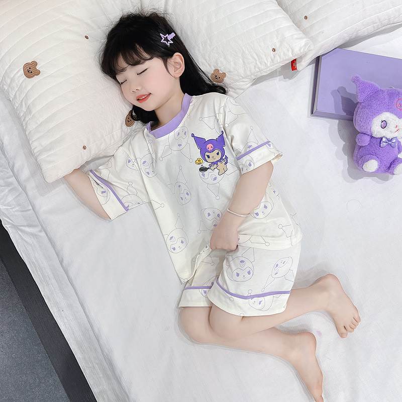 女童家居服睡衣2025新品卡通美乐蒂库洛米可爱印花短袖纯棉款套装