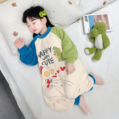 女童法兰绒睡衣2025新款秋冬奥粒绒爬服女宝宝居家保暖珊瑚绒连体