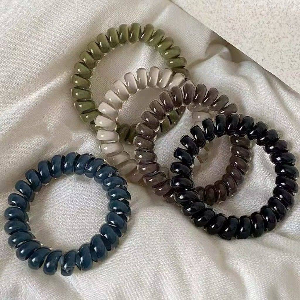 果冻色电话线发圈高弹力耐用简约扎头绳女时尚高马尾发绳皮筋头饰